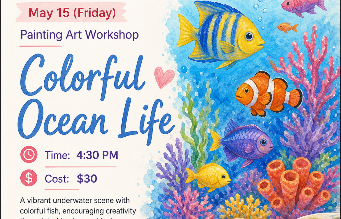 Painting Art Workshop:  “Colorful Ocean Life” 