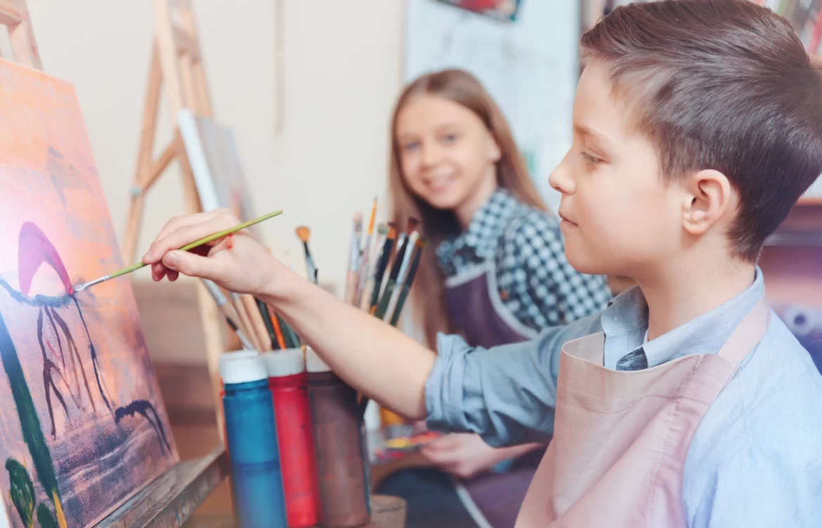 Students developing creativity through school art programs
