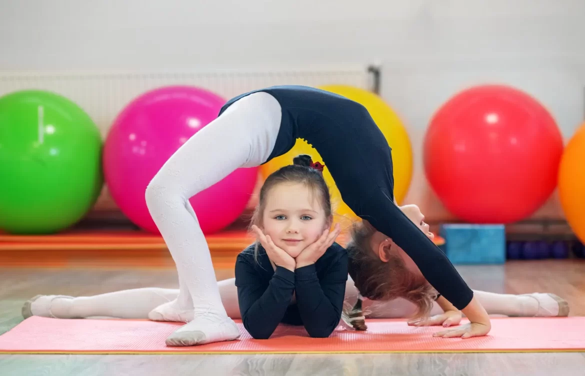 Kids learning gymnastics class
