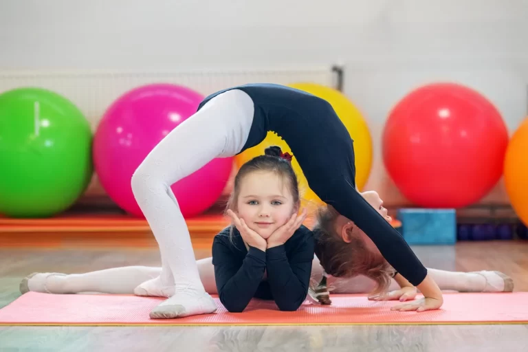 Kids learning gymnastics class